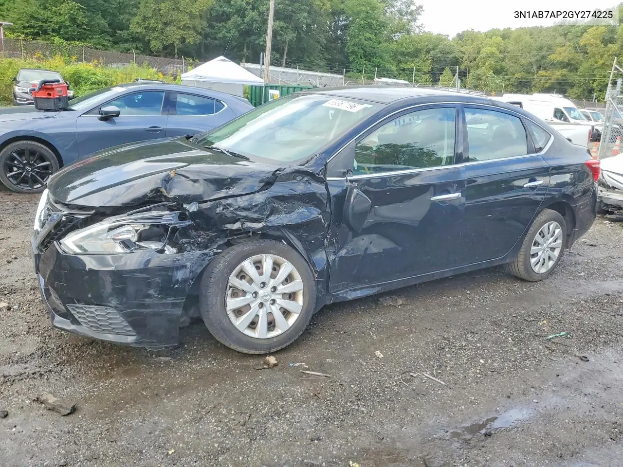 NISSAN SENTRA 2016, VIN 3N1AB7AP2GY274225