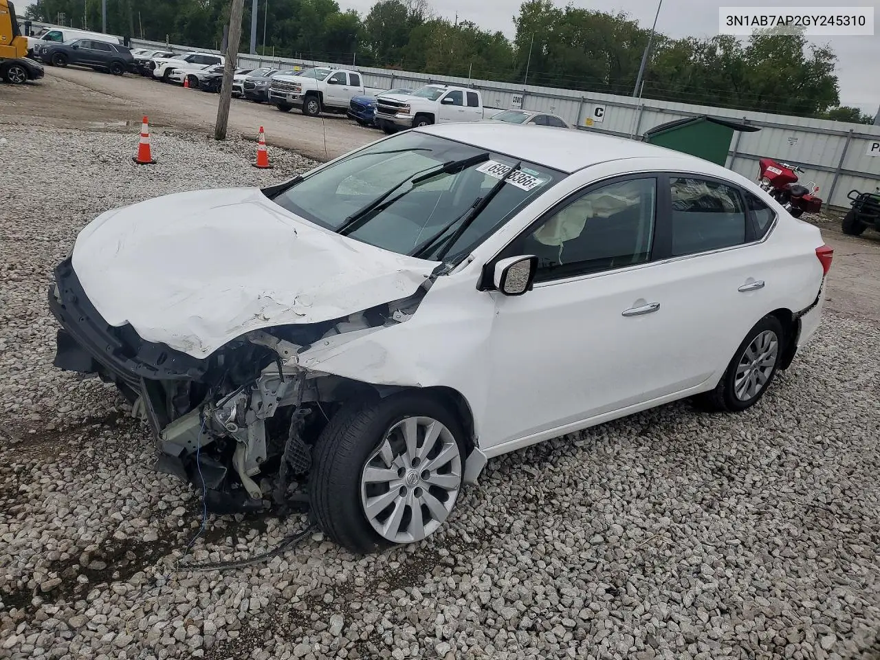 NISSAN SENTRA 2016, VIN 3N1AB7AP2GY245310