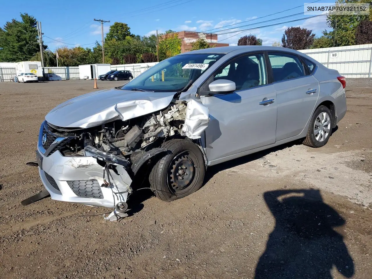 NISSAN SENTRA 2016, VIN 3N1AB7AP7GY321152