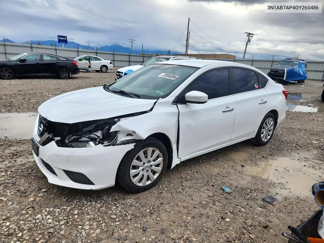 NISSAN SENTRA 2016, VIN 3N1AB7AP4GY260486