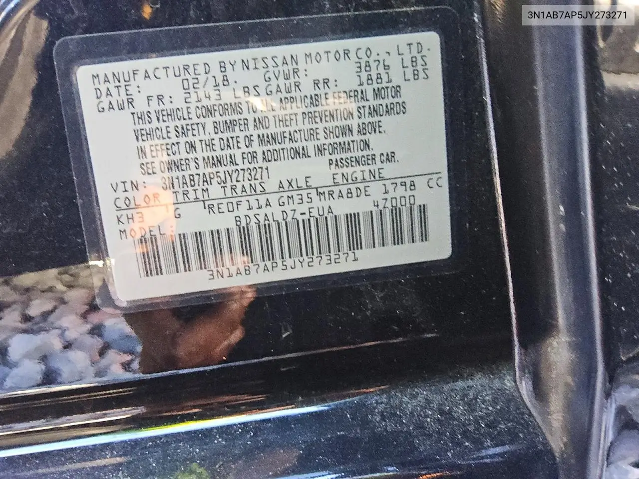 2018 NISSAN SENTRA VIN 3N1AB7AP5JY273271 — фото 5