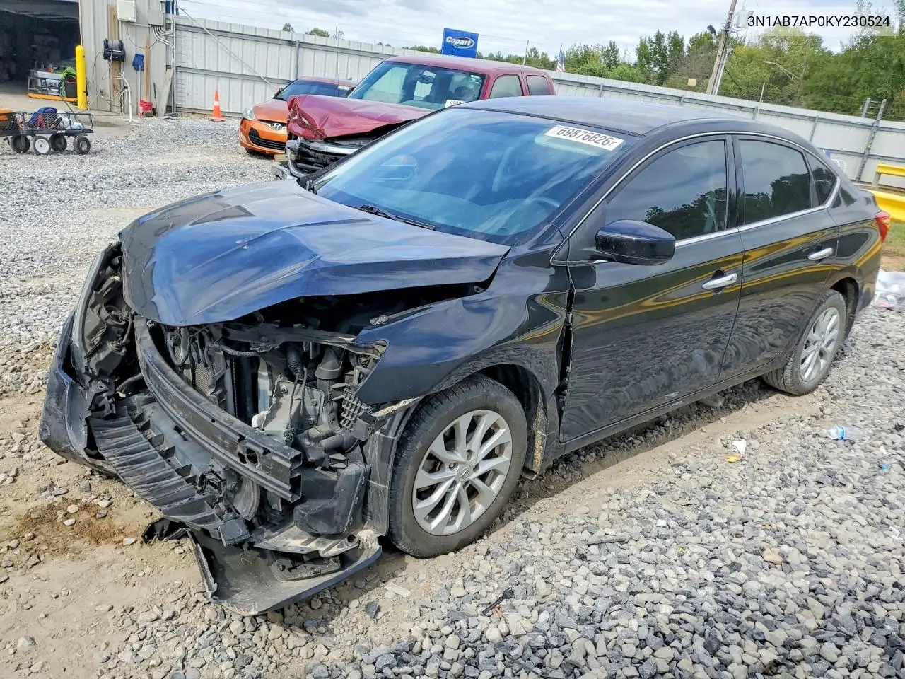 NISSAN SENTRA 2019, VIN 3N1AB7AP0KY230524