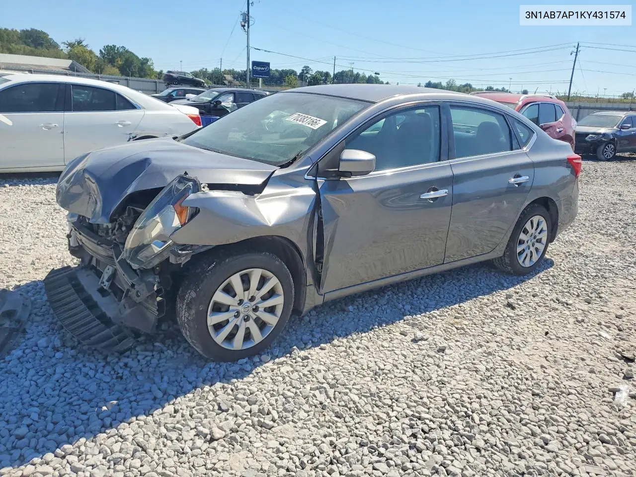 NISSAN SENTRA 2019, VIN 3N1AB7AP1KY431574