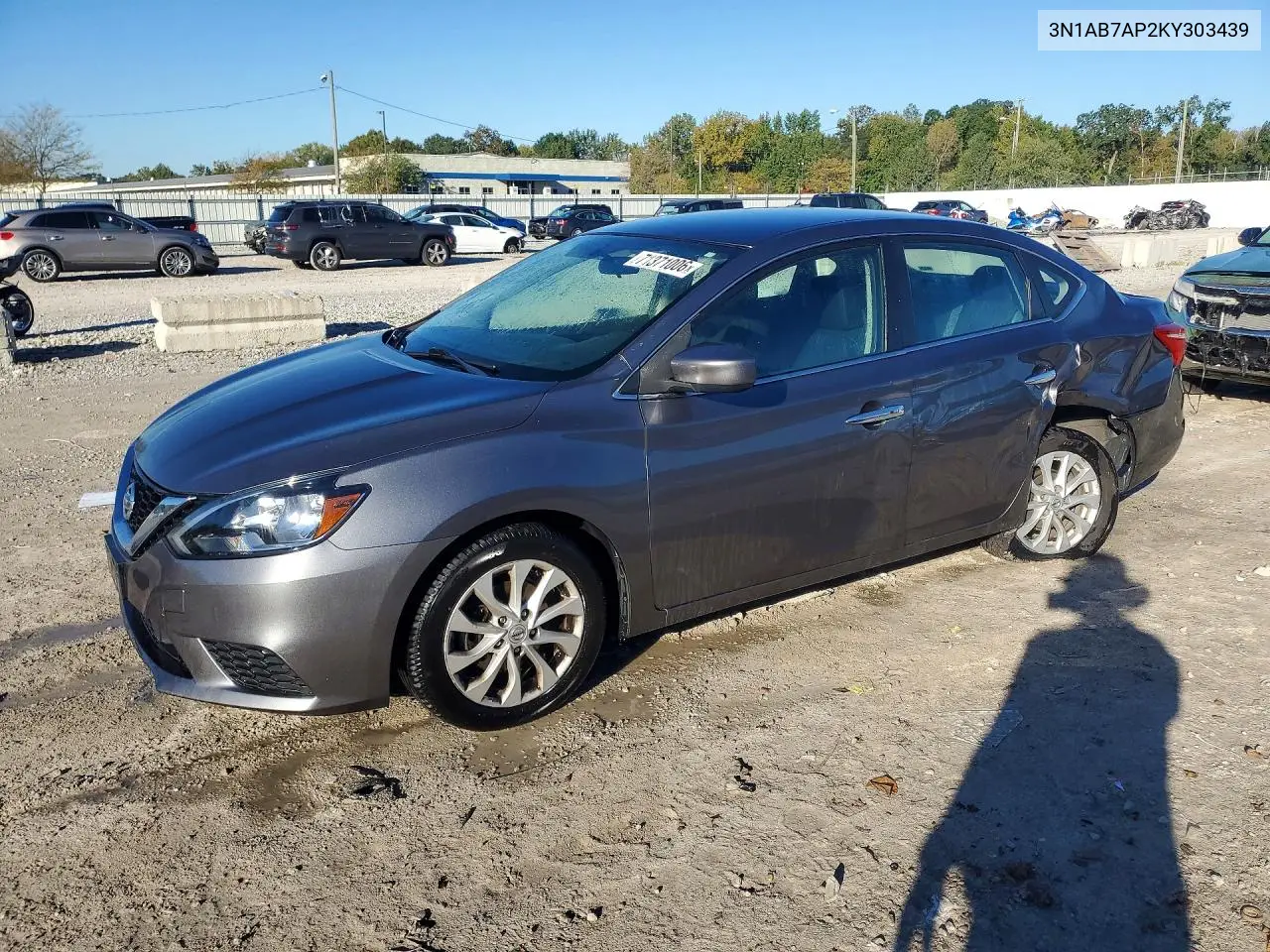 NISSAN SENTRA 2019, VIN 3N1AB7AP2KY303439