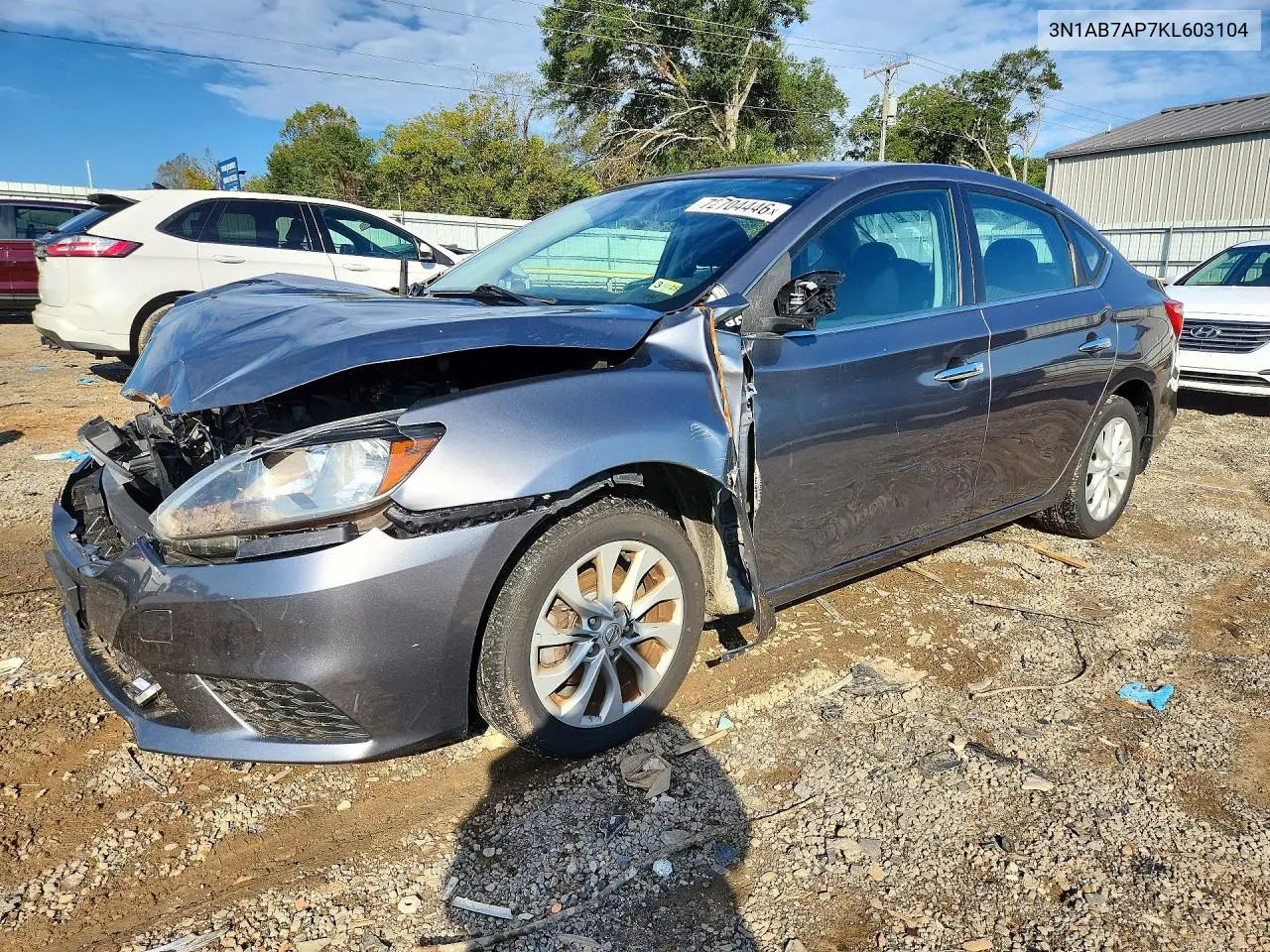 NISSAN SENTRA 2019, VIN 3N1AB7AP7KL603104