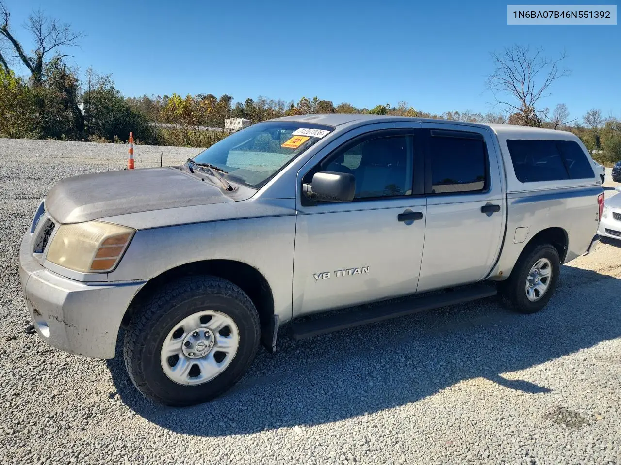 NISSAN TITAN 2006, VIN 1N6BA07B46N551392