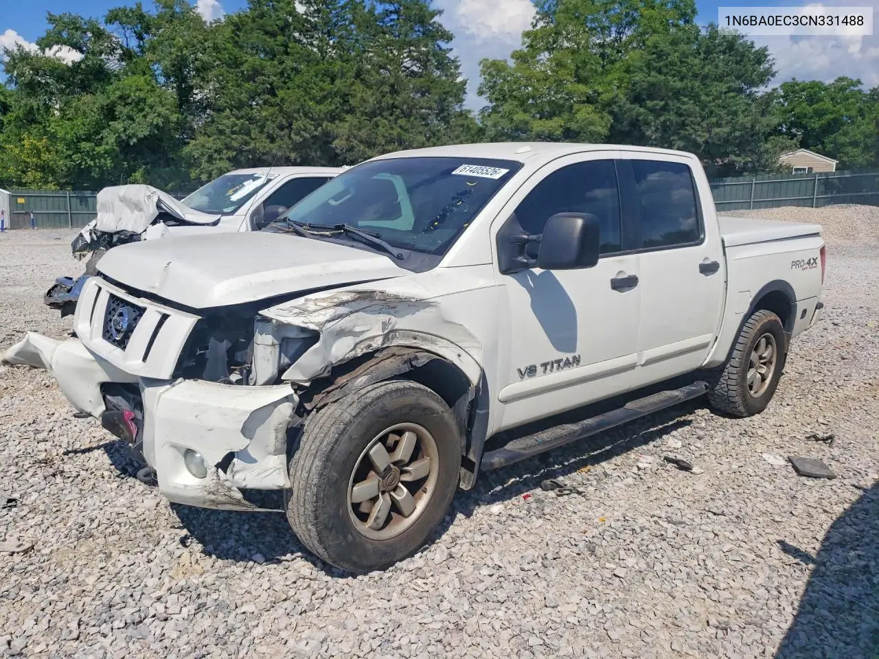 NISSAN TITAN 2012, VIN 1N6BA0EC3CN331488