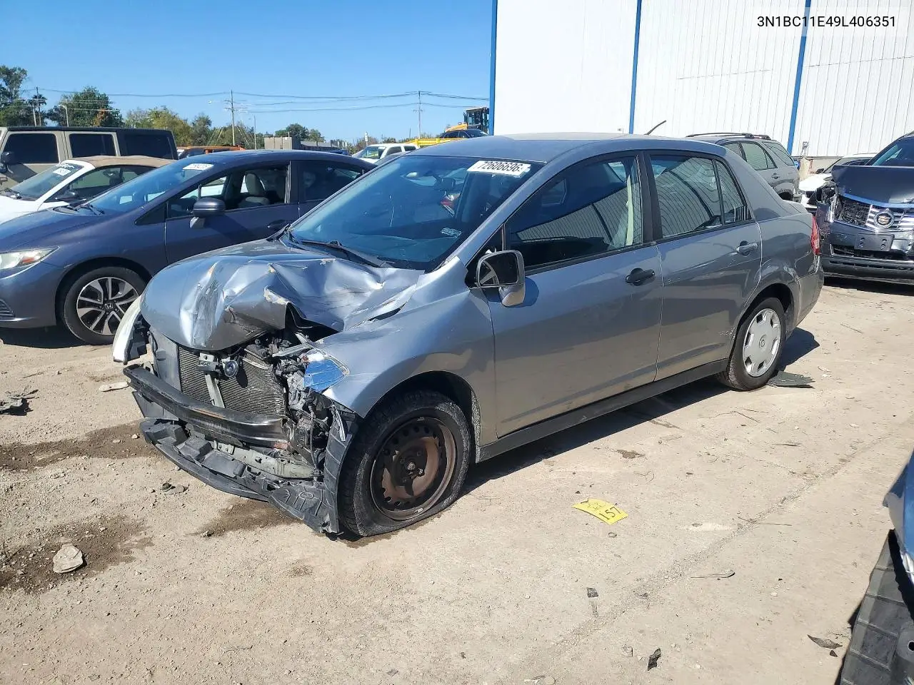 NISSAN VERSA 2009, VIN 3N1BC11E49L406351