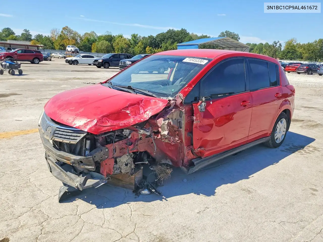 NISSAN VERSA 2010, VIN 3N1BC1CP9AL461672