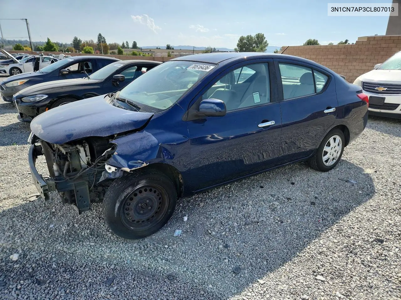 NISSAN VERSA 2012, VIN 3N1CN7AP3CL807013