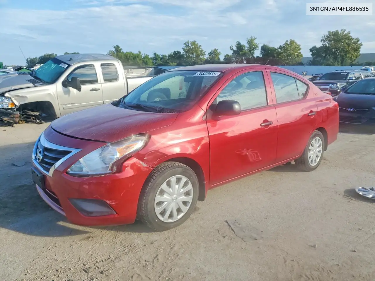 NISSAN VERSA 2015, VIN 3N1CN7AP4FL886535