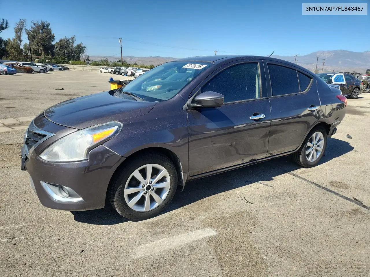 NISSAN VERSA 2015, VIN 3N1CN7AP7FL843467