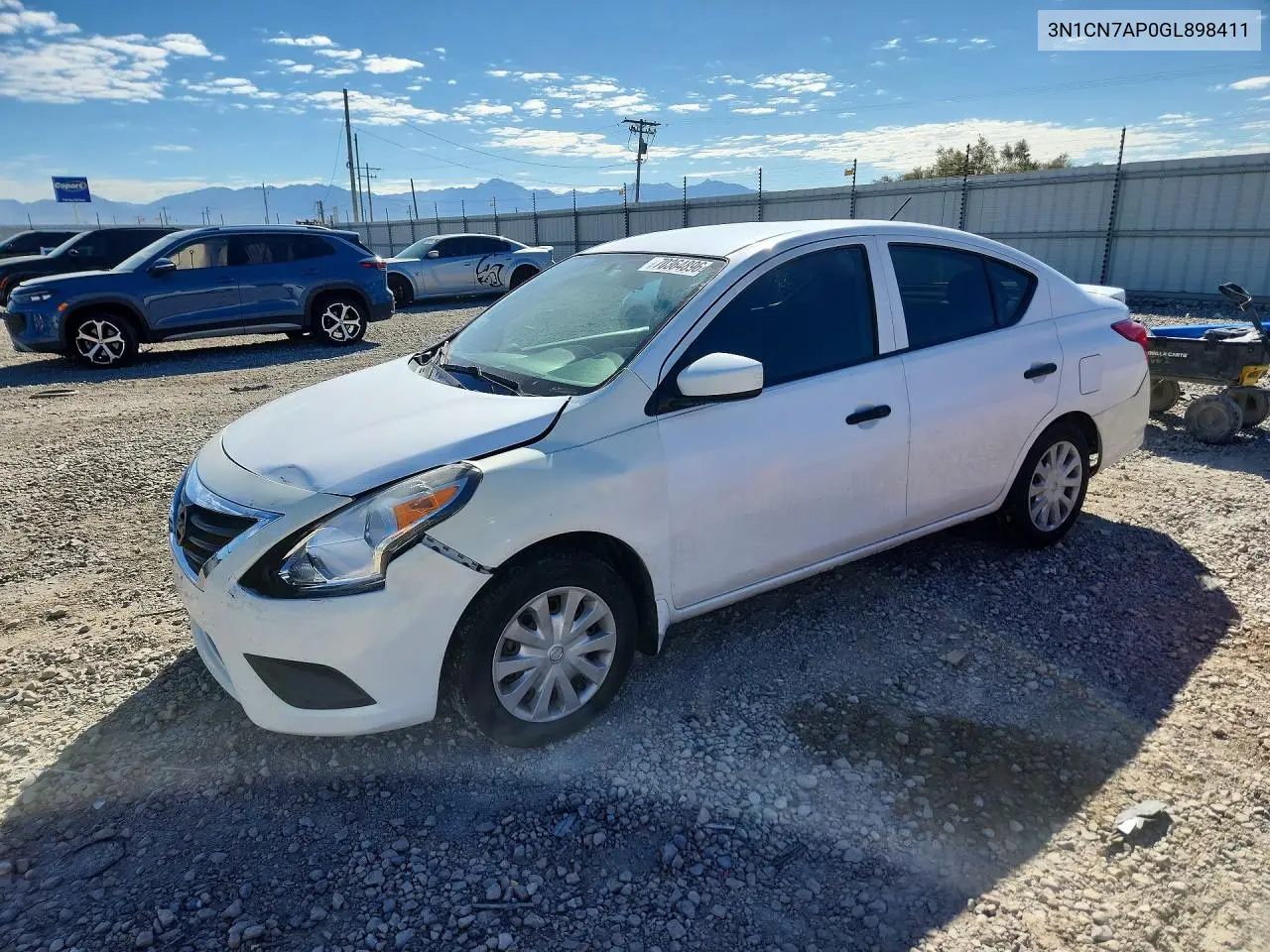 NISSAN VERSA 2016, VIN 3N1CN7AP0GL898411