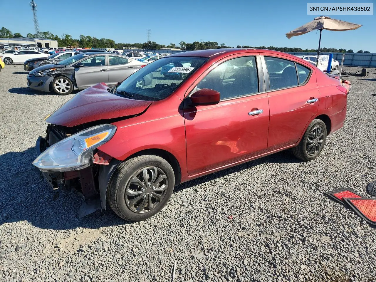 NISSAN VERSA 2017, VIN 3N1CN7AP6HK438502