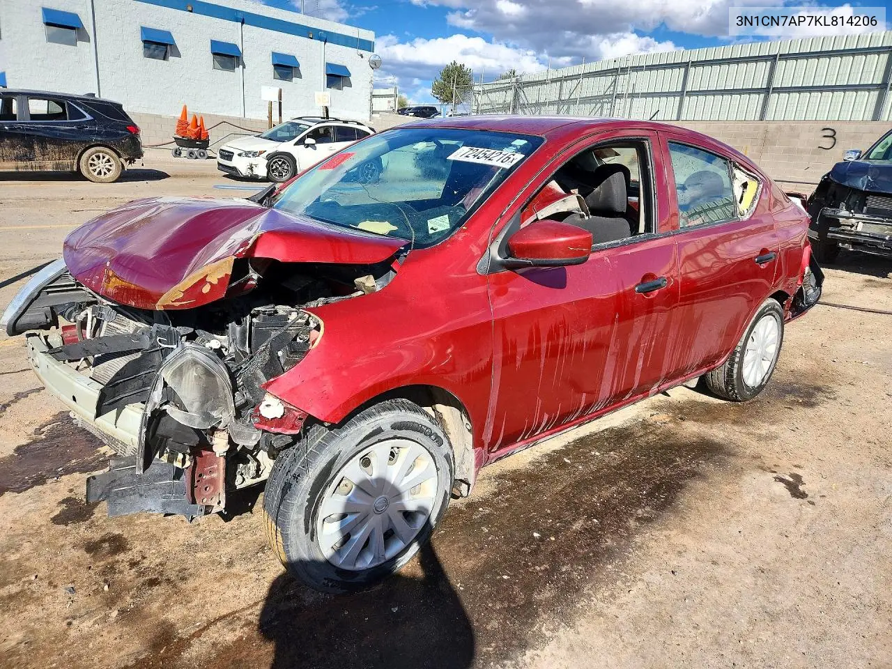 NISSAN VERSA 2019, VIN 3N1CN7AP7KL814206