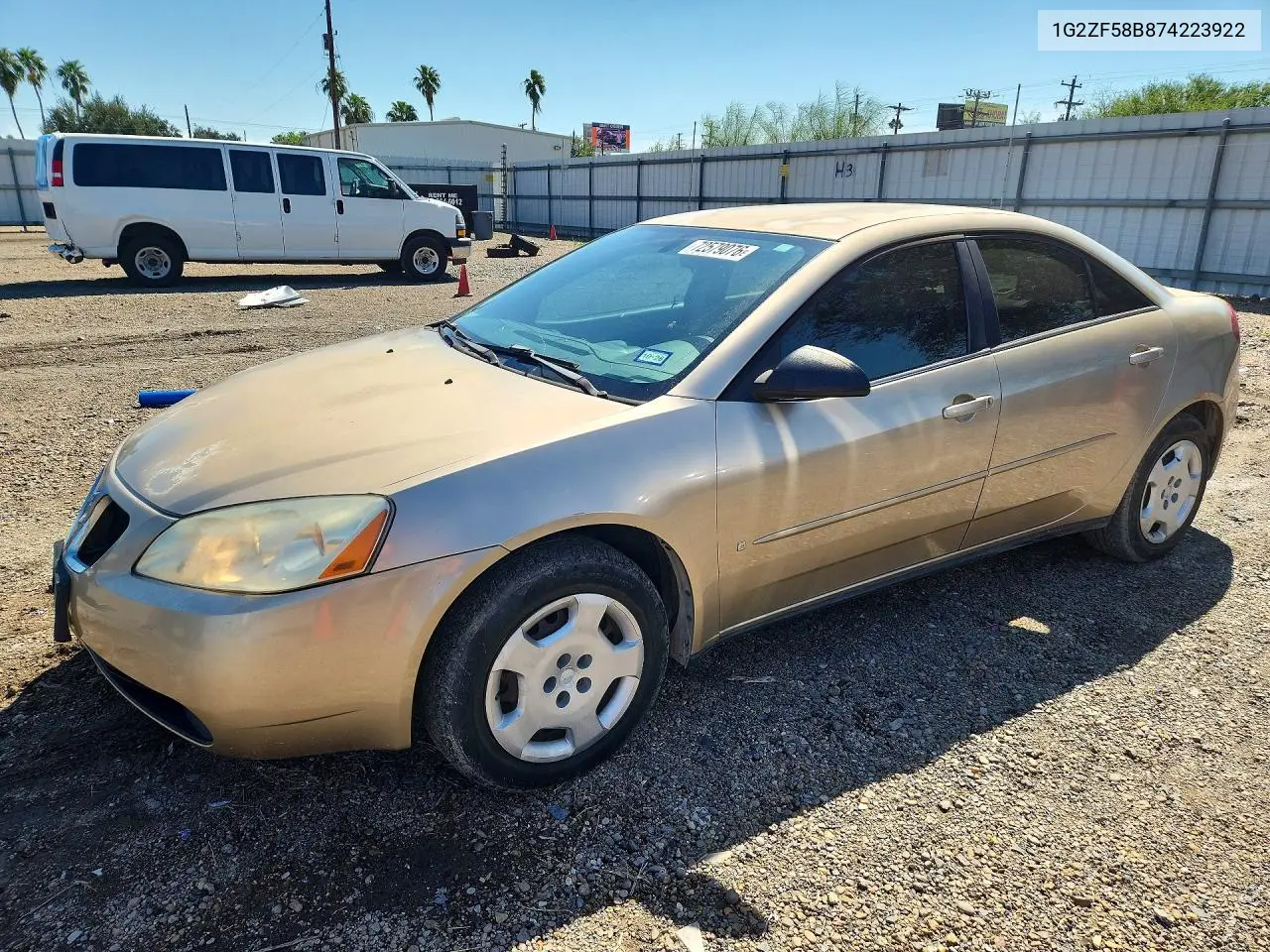 PONTIAC G6 2007, VIN 1G2ZF58B874223922