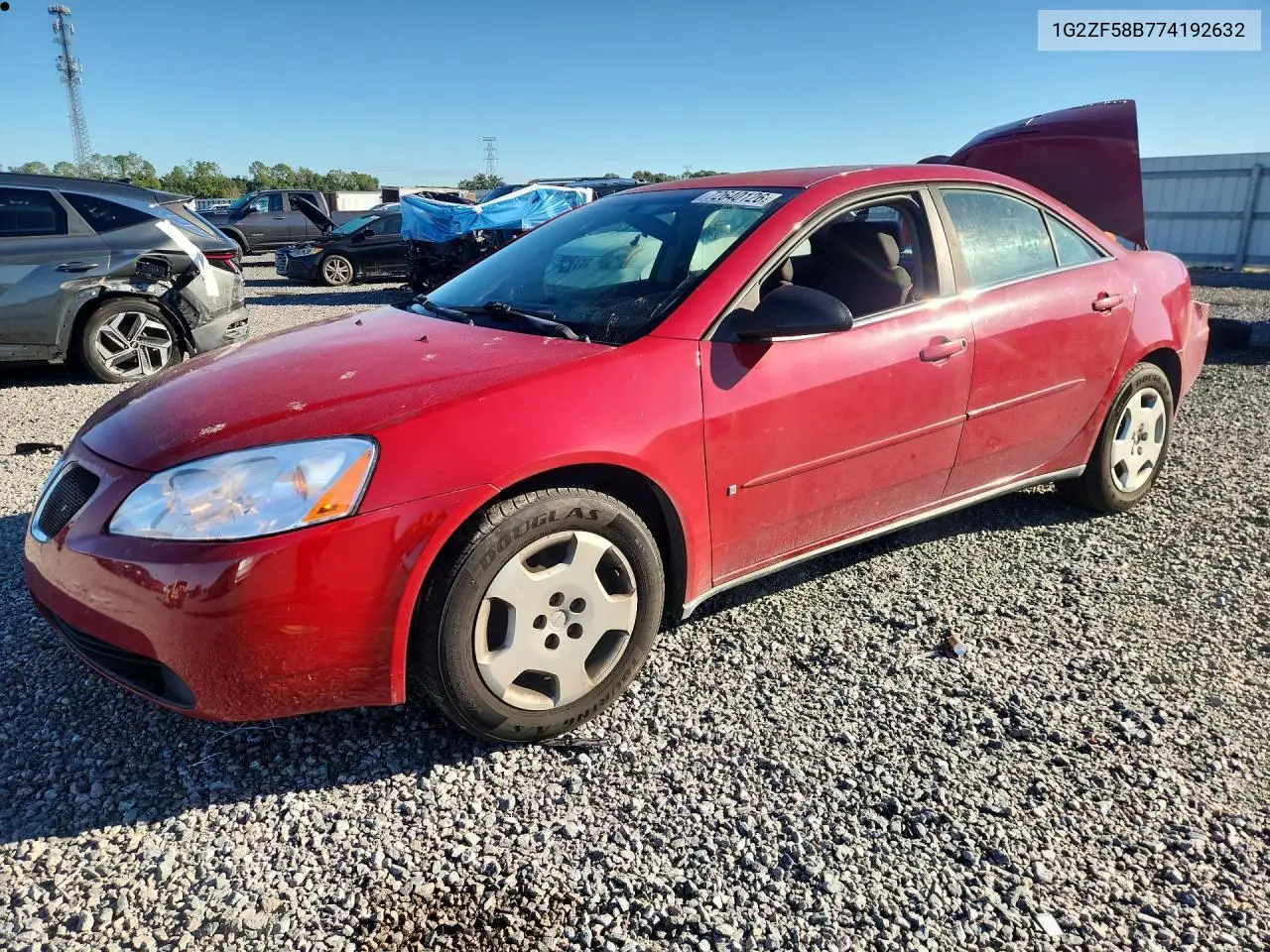 PONTIAC G6 2007, VIN 1G2ZF58B774192632