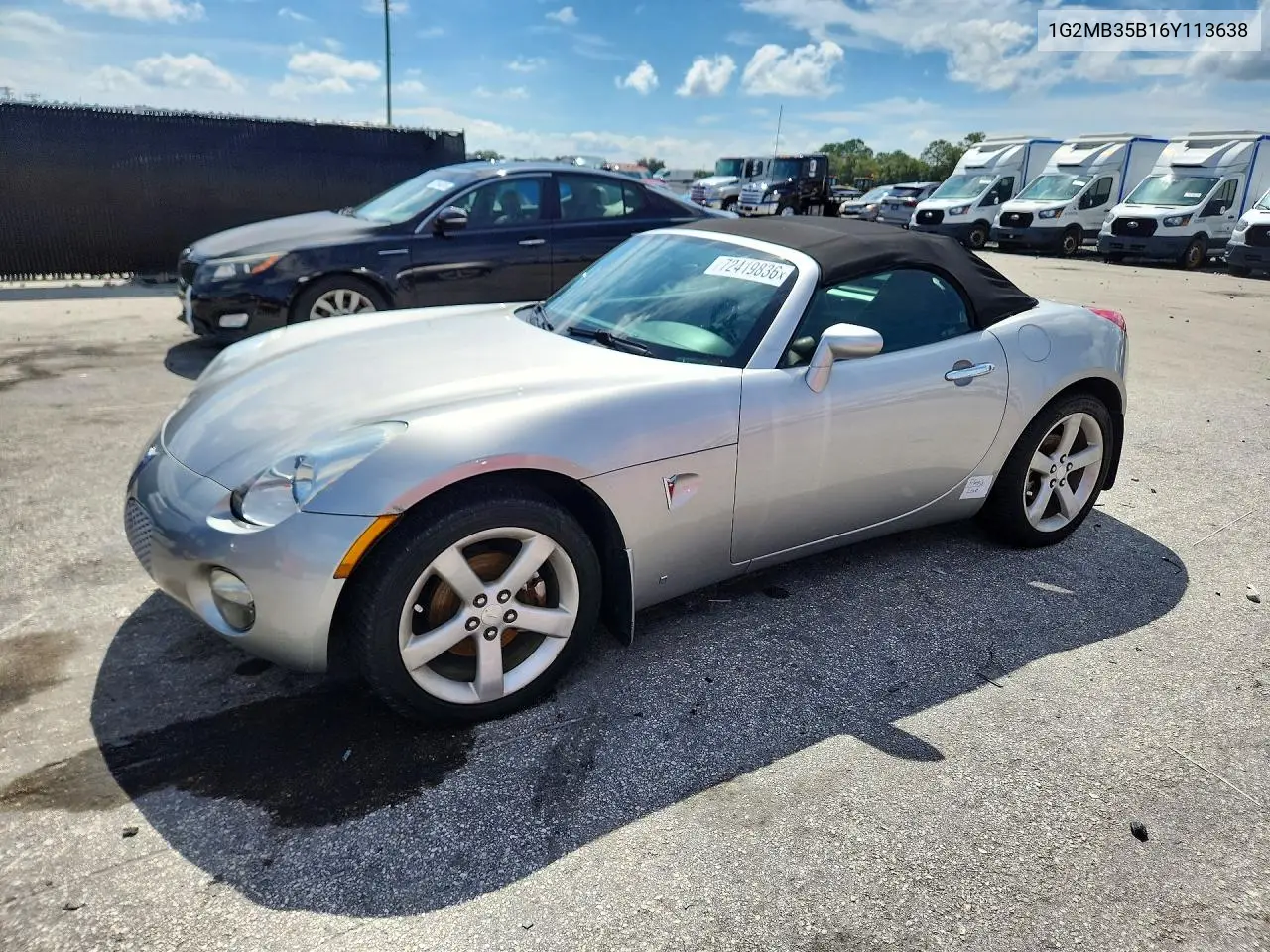 PONTIAC SOLSTICE 2006, VIN 1G2MB35B16Y113638
