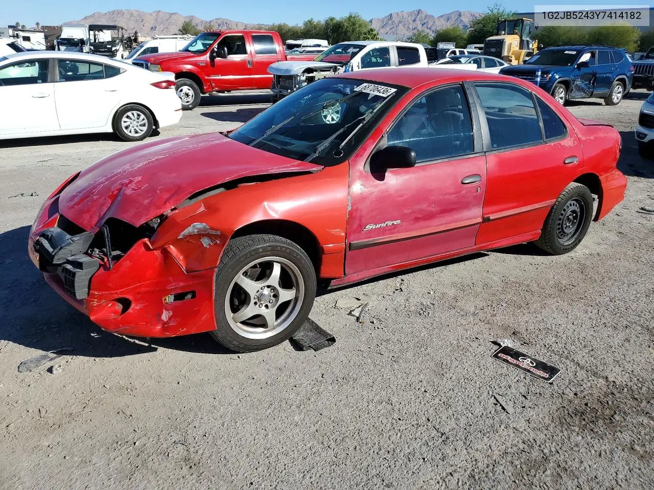 PONTIAC SUNFIRE 2000, VIN 1G2JB5243Y7414182
