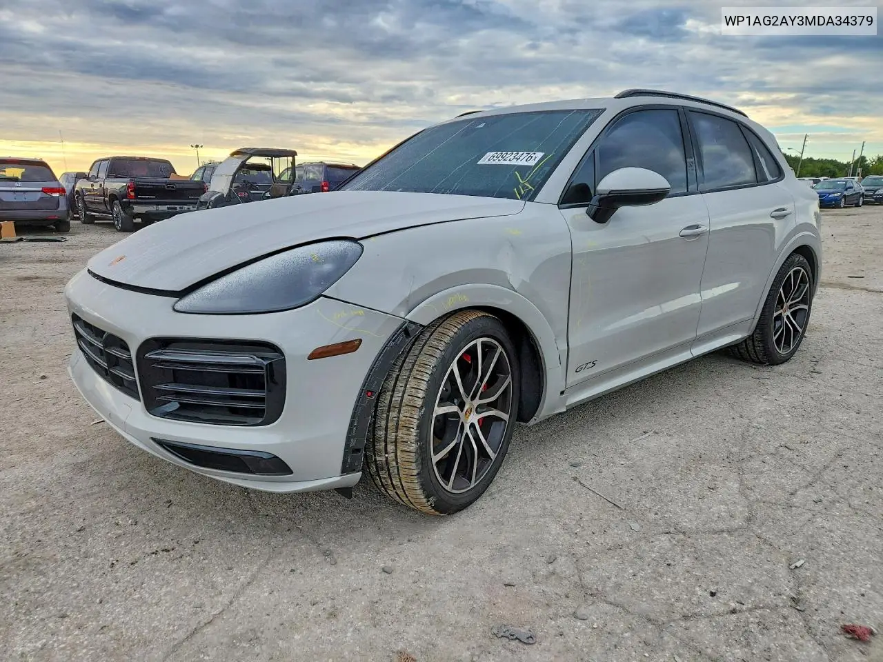 PORSCHE CAYENNE 2021, VIN WP1AG2AY3MDA34379