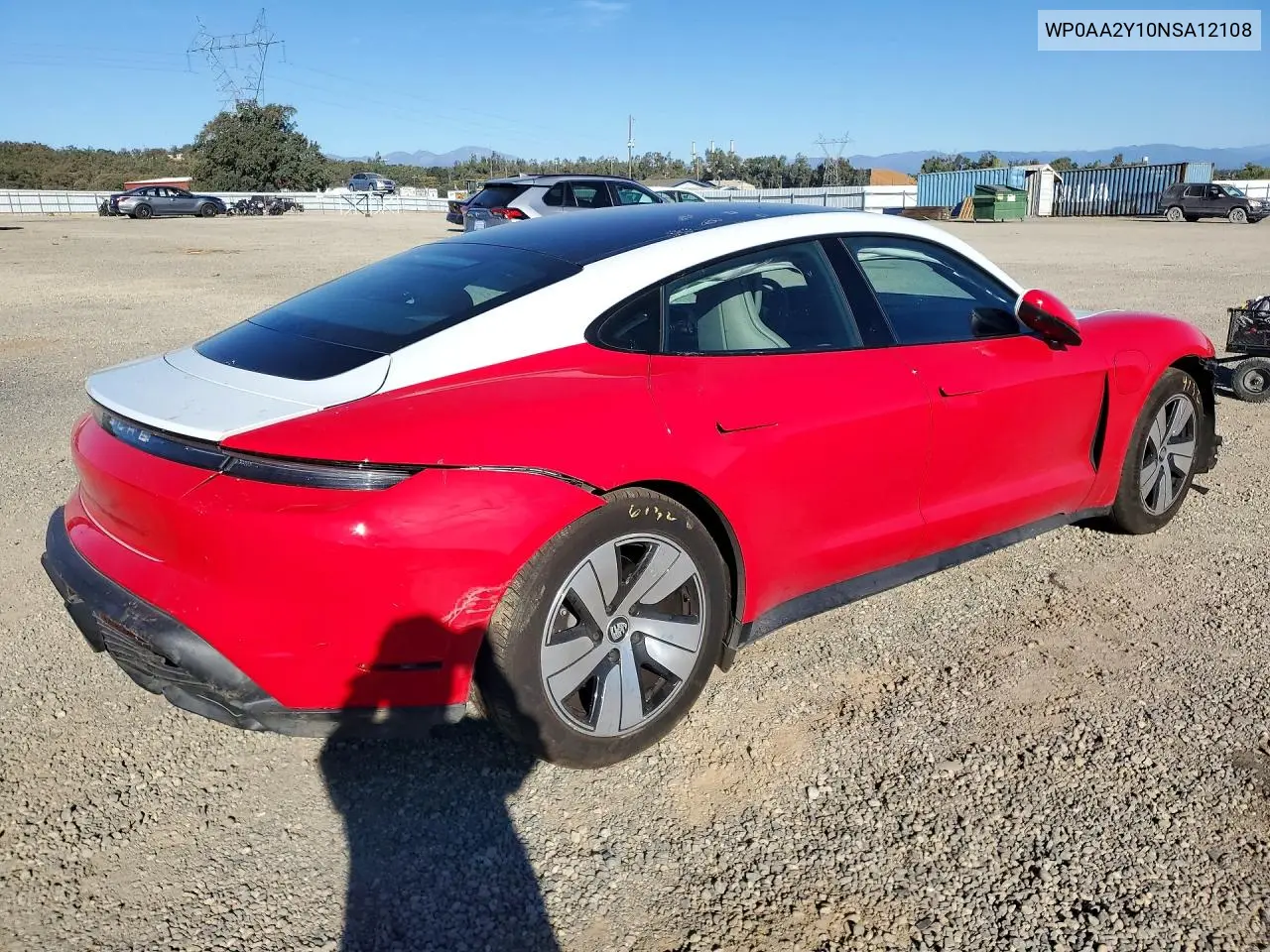 2022 PORSCHE TAYCAN VIN WP0AA2Y10NSA12108 — фото 3