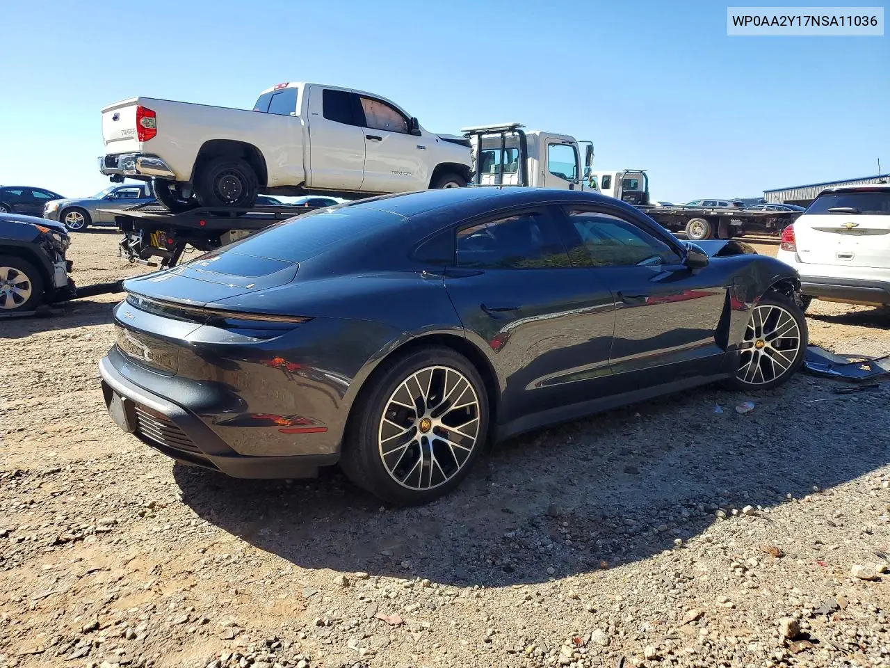 2022 PORSCHE TAYCAN VIN WP0AA2Y17NSA11036 — фото 3