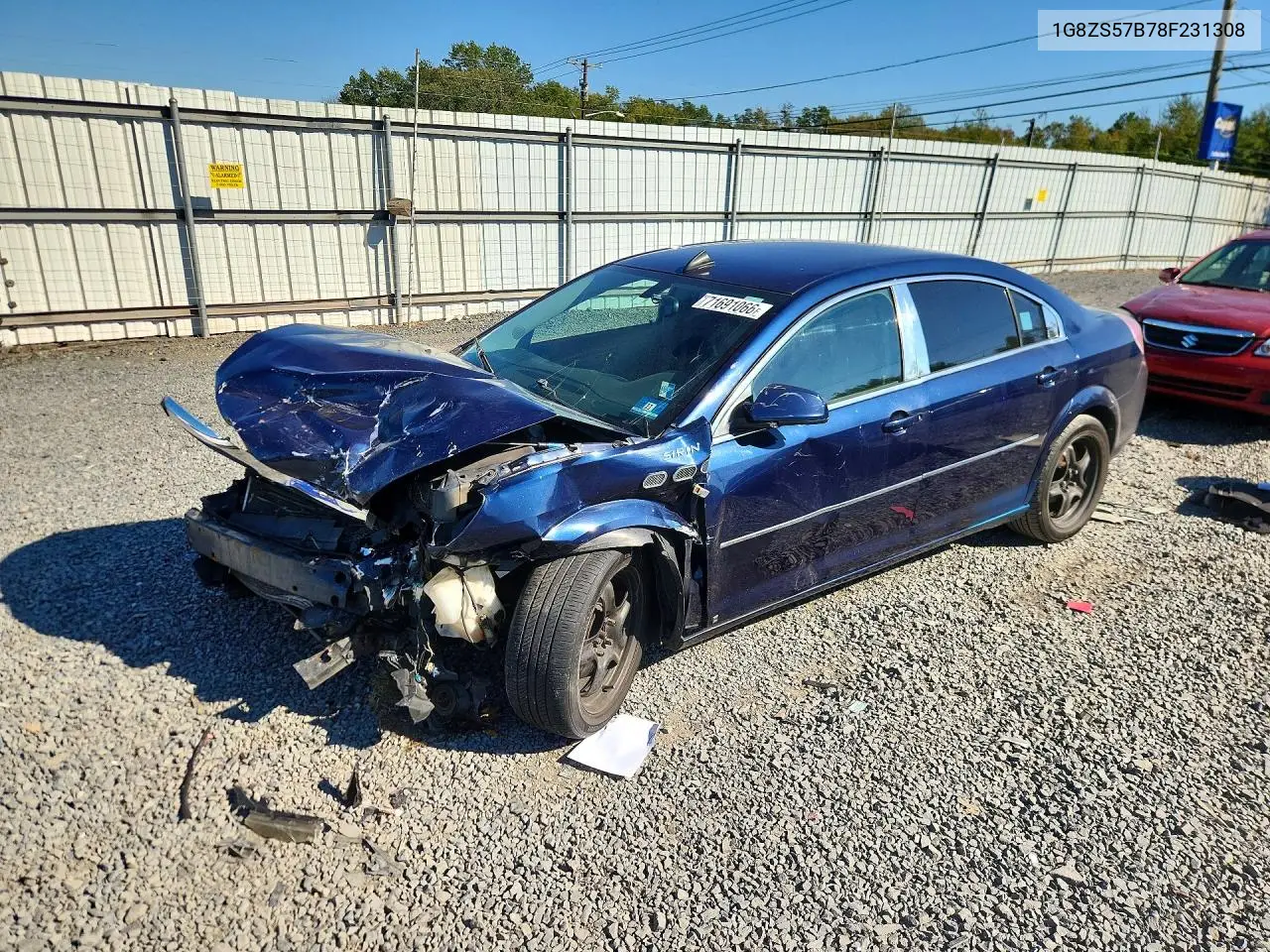 SATURN AURA 2008, VIN 1G8ZS57B78F231308