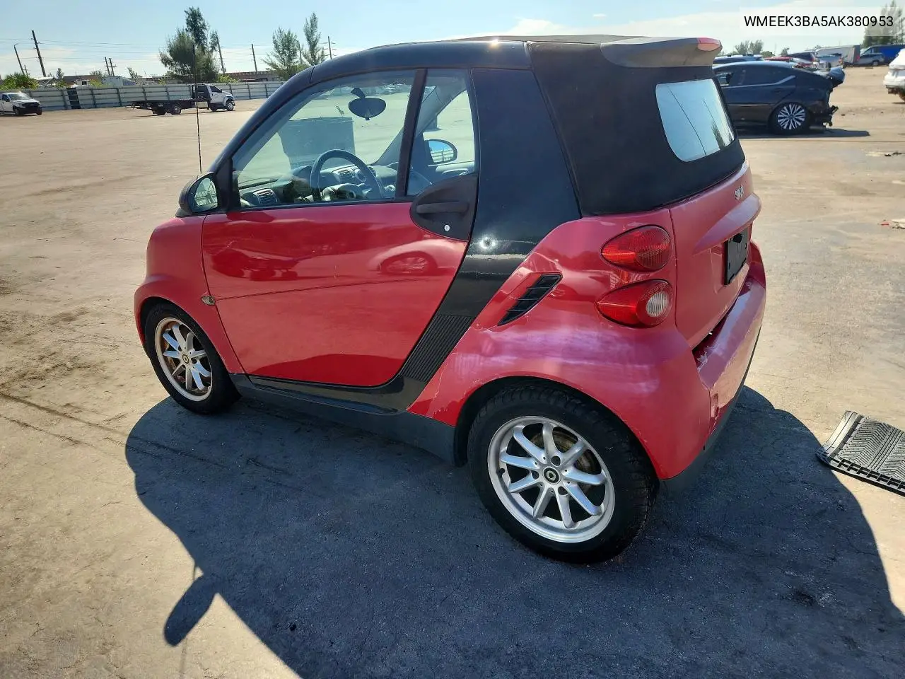 2010 SMART FORTWO VIN WMEEK3BA5AK380953 — фото 2