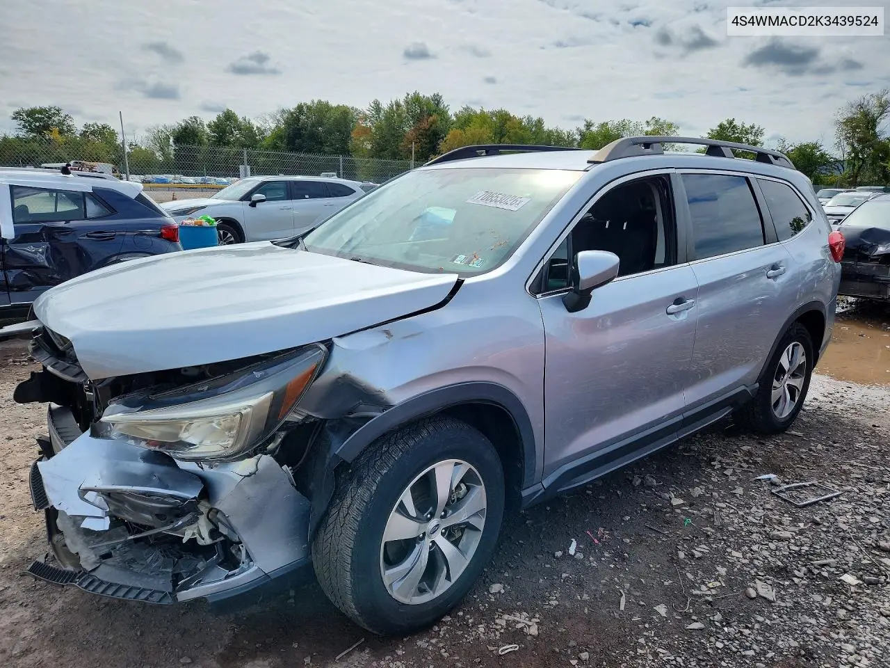 SUBARU ASCENT 2019, VIN 4S4WMACD2K3439524