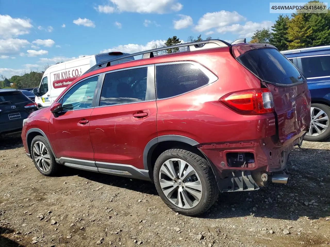 2019 SUBARU ASCENT VIN 4S4WMAPD3K3415467 — фото 2