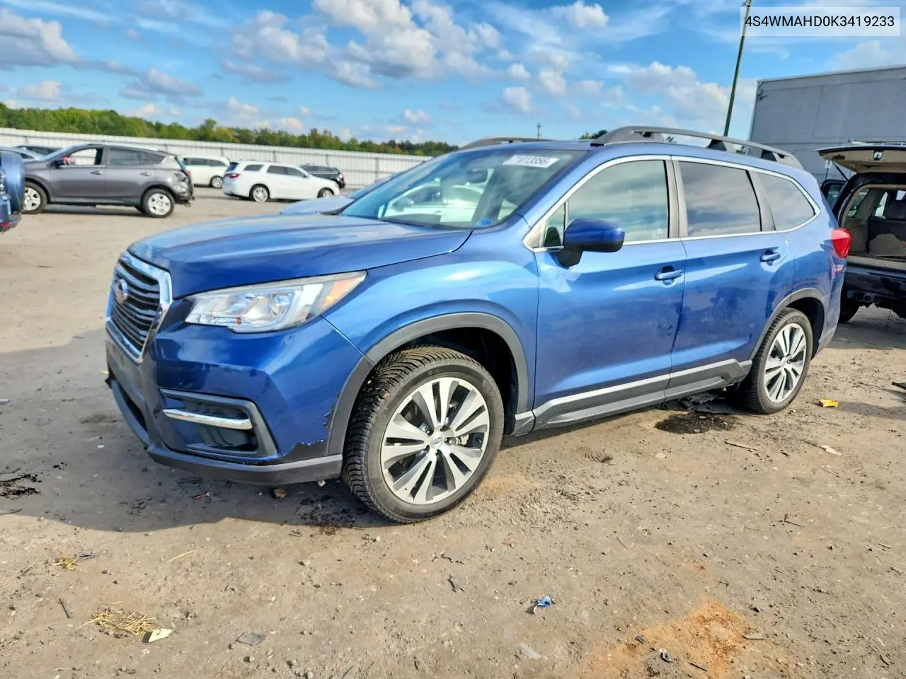 SUBARU ASCENT 2019, VIN 4S4WMAHD0K3419233