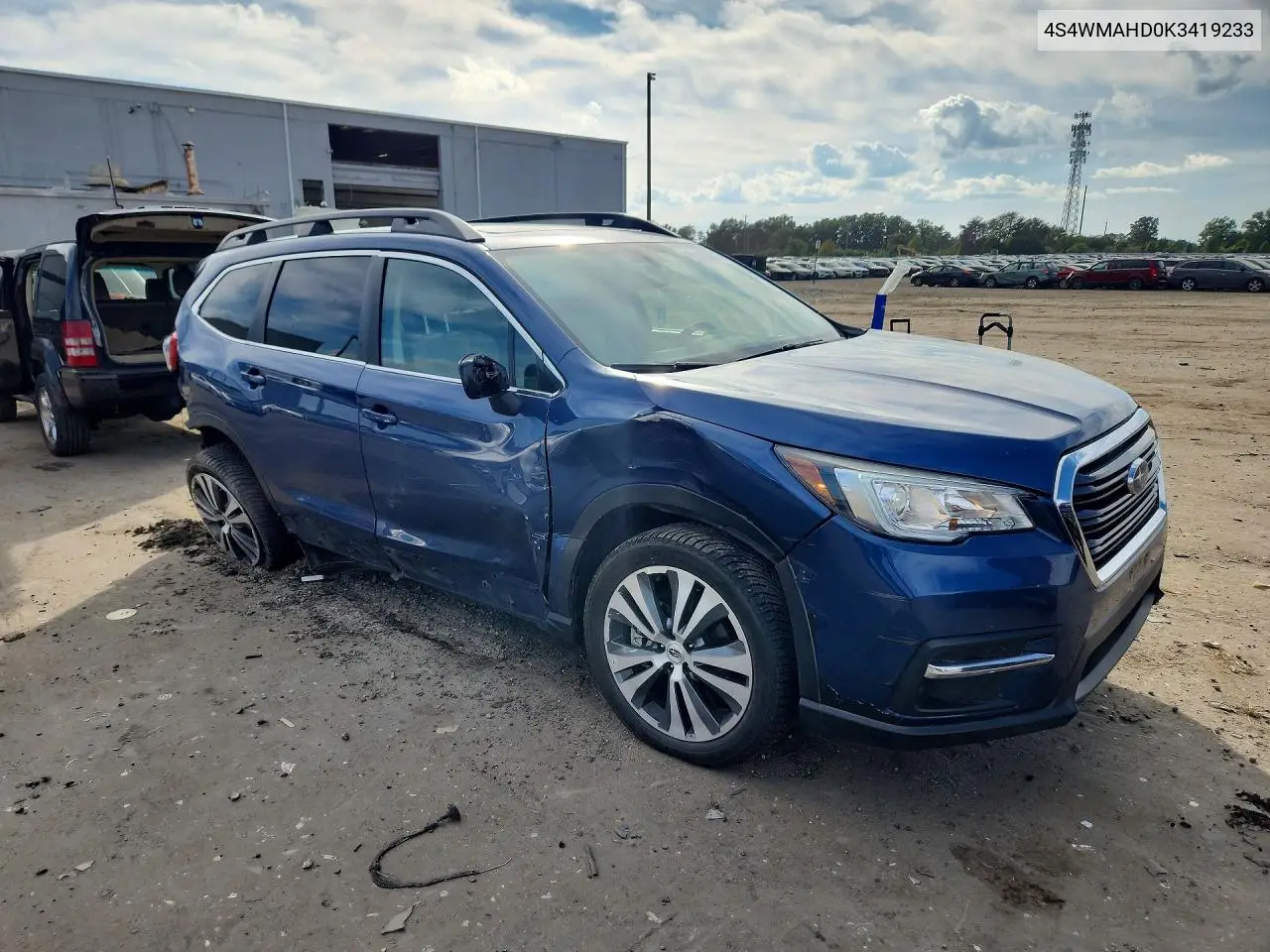 2019 SUBARU ASCENT VIN 4S4WMAHD0K3419233 — фото 4