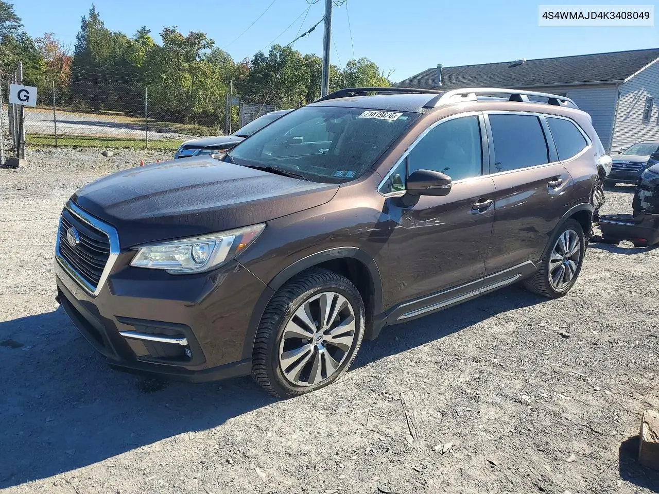 SUBARU ASCENT 2019, VIN 4S4WMAJD4K3408049
