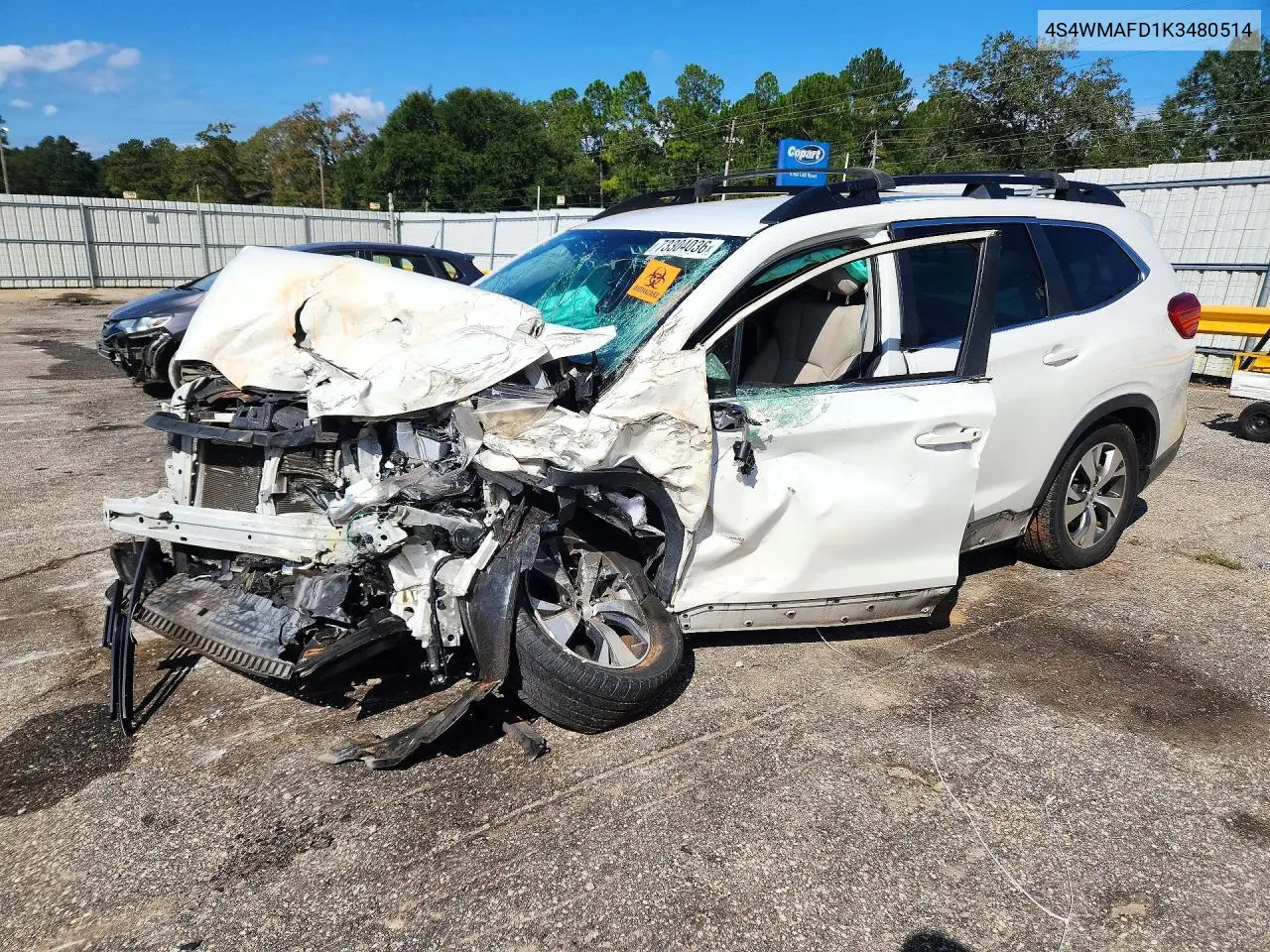 SUBARU ASCENT 2019, VIN 4S4WMAFD1K3480514