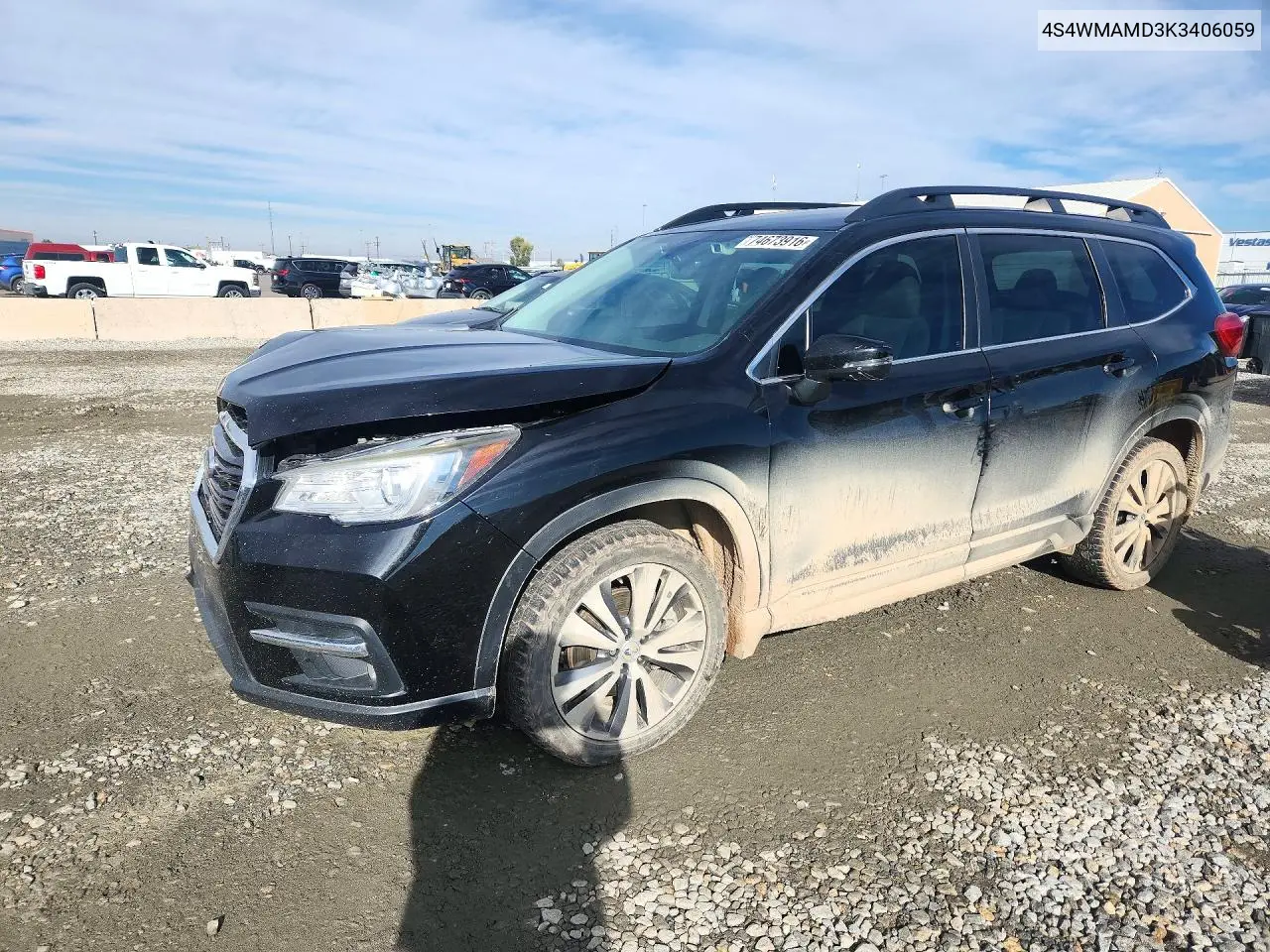 SUBARU ASCENT 2019, VIN 4S4WMAMD3K3406059