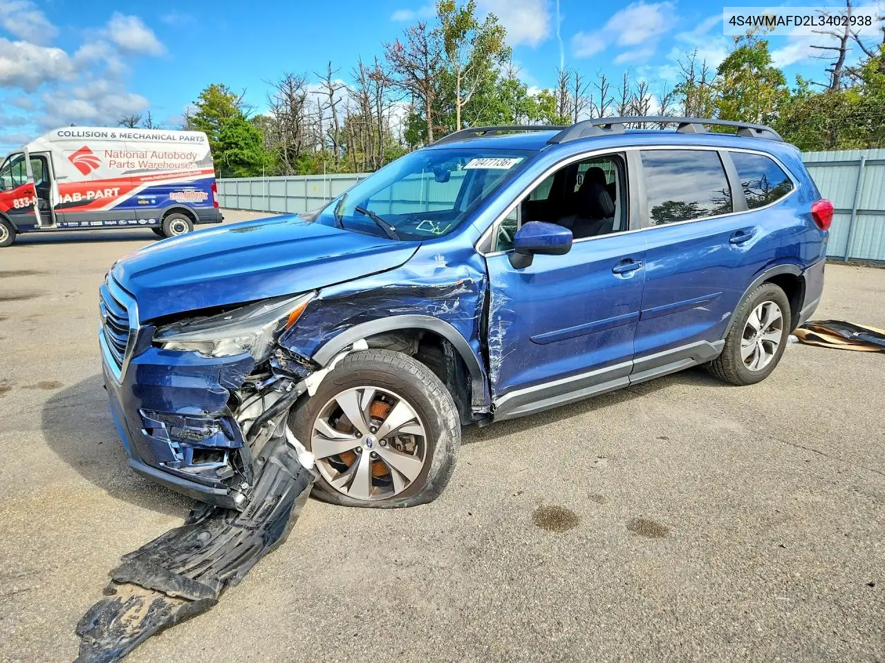 SUBARU ASCENT 2020, VIN 4S4WMAFD2L3402938