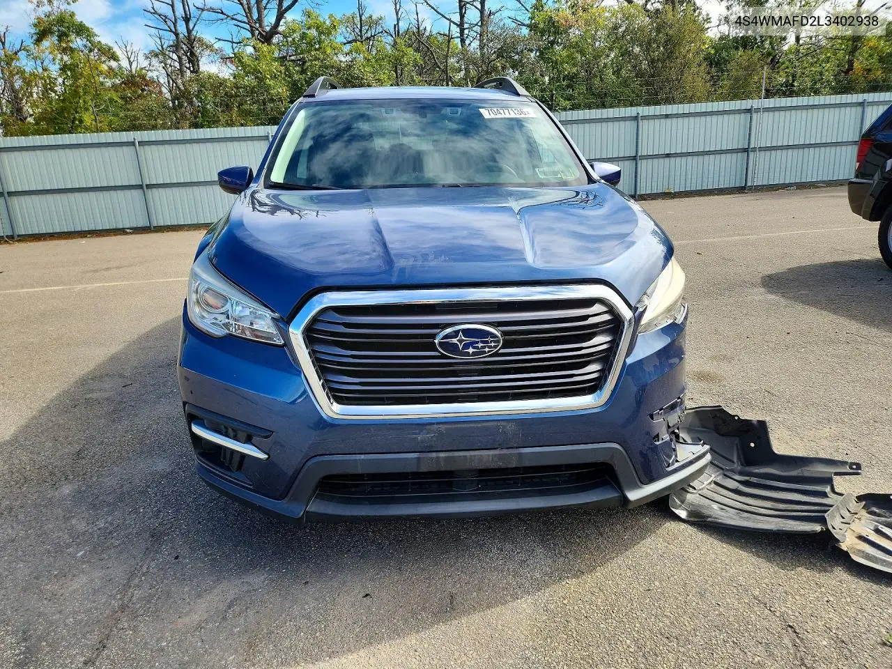 2020 SUBARU ASCENT VIN 4S4WMAFD2L3402938 — фото 5