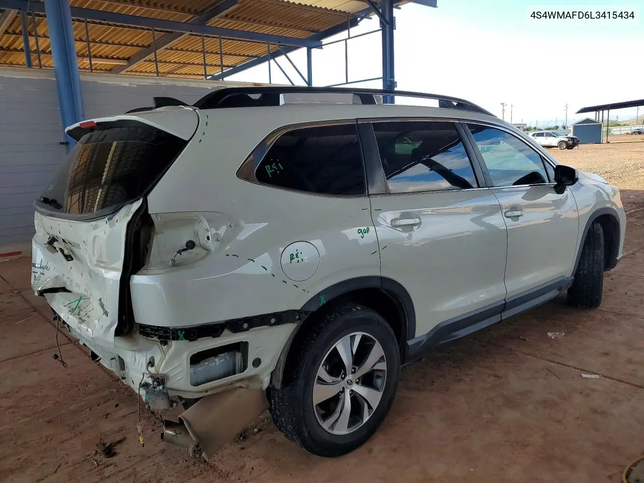 2020 SUBARU ASCENT VIN 4S4WMAFD6L3415434 — фото 3