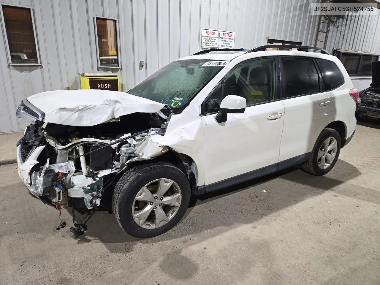 SUBARU FORESTER 2016, VIN JF2SJAFC5GH524755