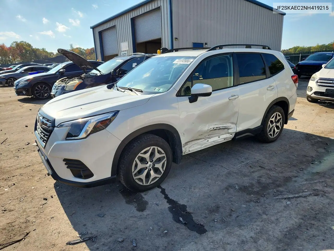 SUBARU FORESTER 2022, VIN JF2SKAEC2NH419215