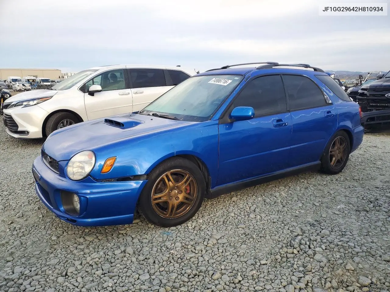 SUBARU IMPREZA 2002, VIN JF1GG29642H810934