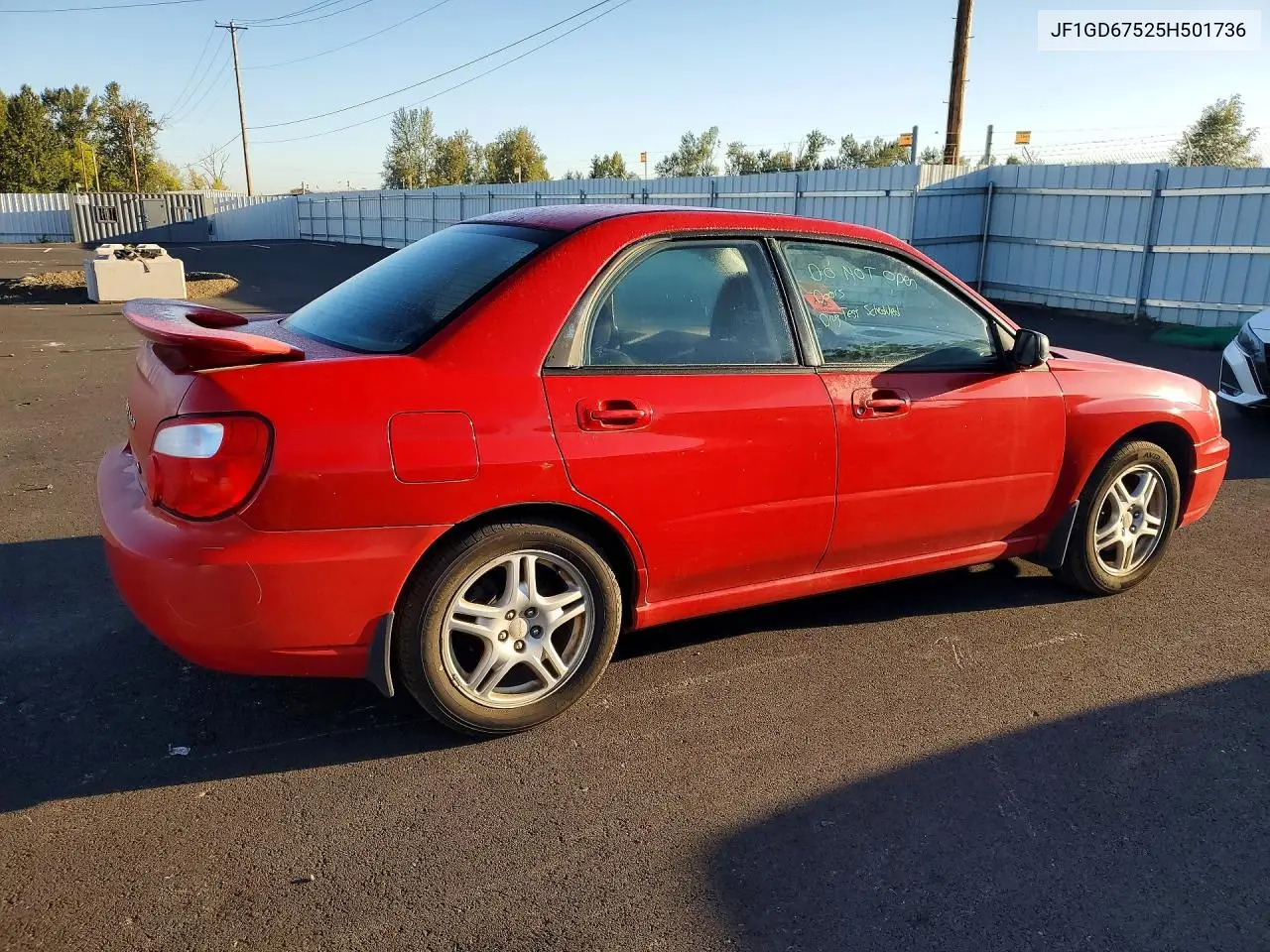 2005 SUBARU IMPREZA VIN JF1GD67525H501736 — фото 3