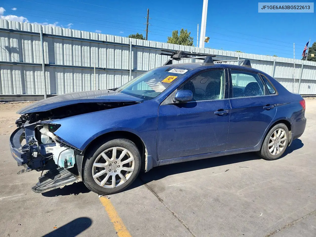SUBARU IMPREZA 2011, VIN JF1GE6A63BG522613