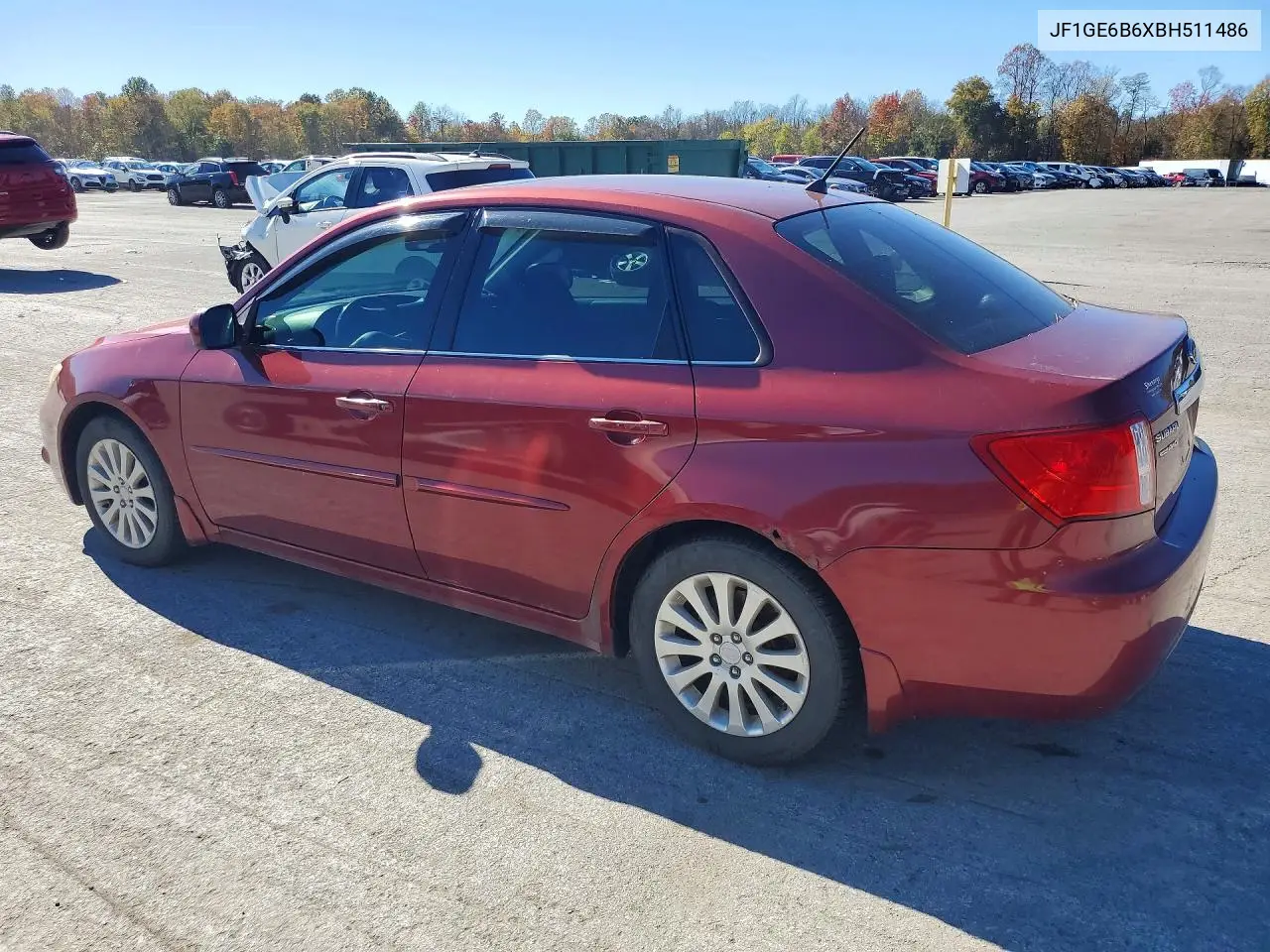 2011 SUBARU IMPREZA VIN JF1GE6B6XBH511486 — фото 2