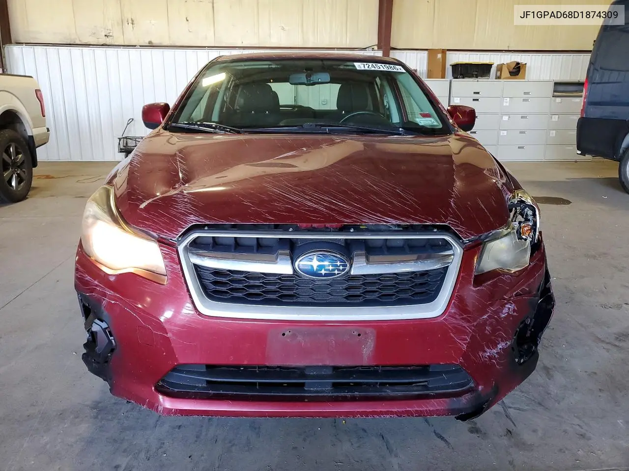 2013 SUBARU IMPREZA VIN JF1GPAD68D1874309 — фото 5