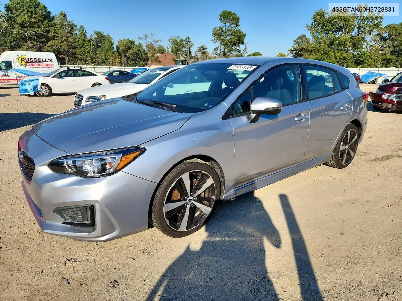 SUBARU IMPREZA 2017, VIN 4S3GTAK60H3728831
