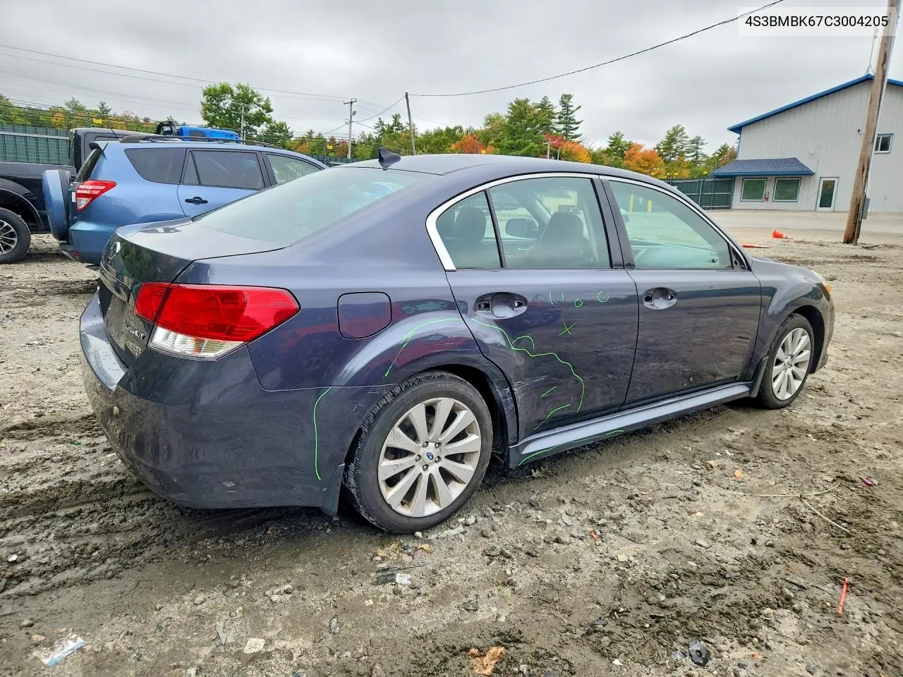 2012 SUBARU LEGACY VIN 4S3BMBK67C3004205 — фото 3