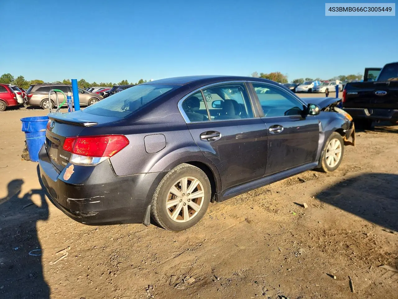 2012 SUBARU LEGACY VIN 4S3BMBG66C3005449 — фото 3
