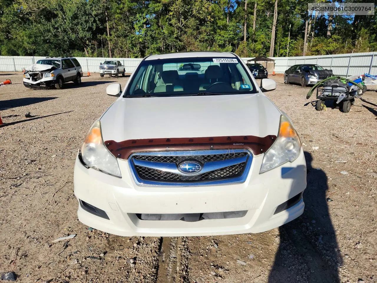 2012 SUBARU LEGACY VIN 4S3BMBG61C3009764 — фото 5