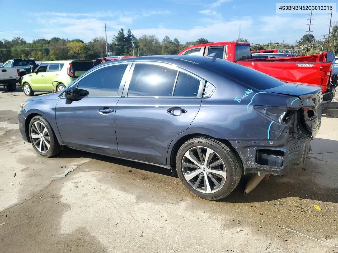 2016 SUBARU LEGACY VIN 4S3BNBN62G3012016 — фото 2